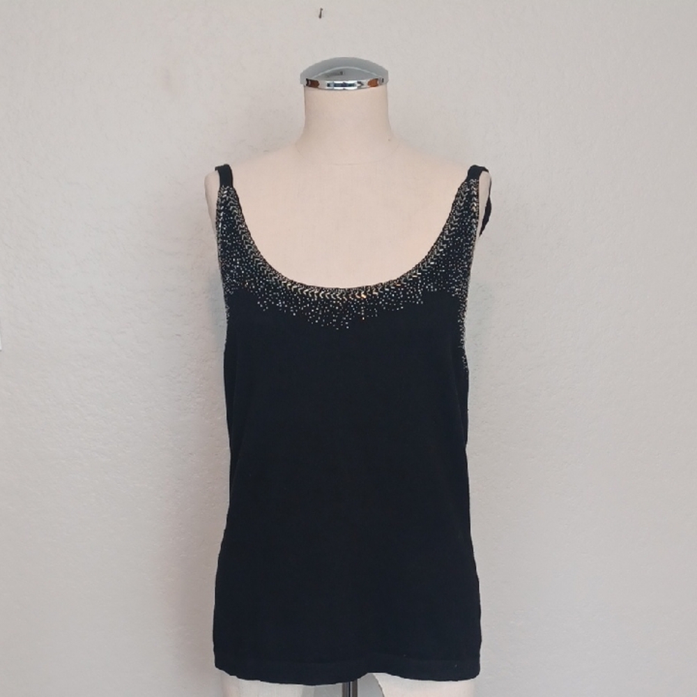 Boston Proper Elegant Black Embellished Women's Top